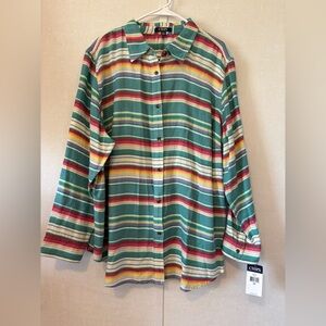 Chaps | Women’s Vibrant Striped Button Down Shirt | Size 3X